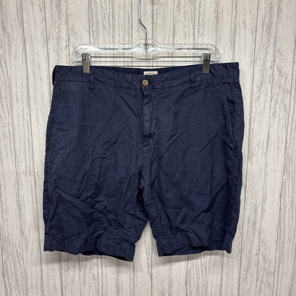 Mens Size 35 Faherty Linen Blend Shorts Navy EUC - Picture 1 of 8